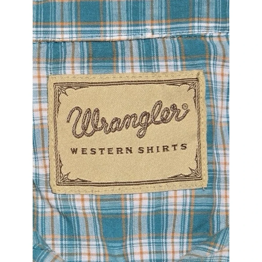 Wrangler Shirt Mens Short Sleeve Blue Plaid Pearl Snap Western Size‎ 3XL Rancher